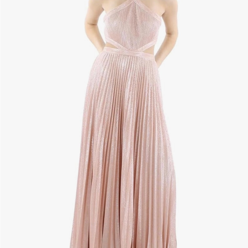 Elegant Pink Halter Maxi Dress